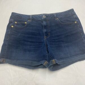 American Eagle Outfitters Boy Midi Super Stretch Denim Shorts womens 14
